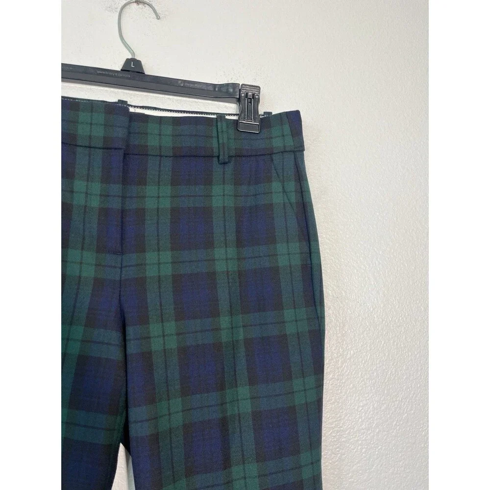 J.Crew Cameron Slim Crop Pants in Black Watch Tartan Stretch Wool Size 10P NEW